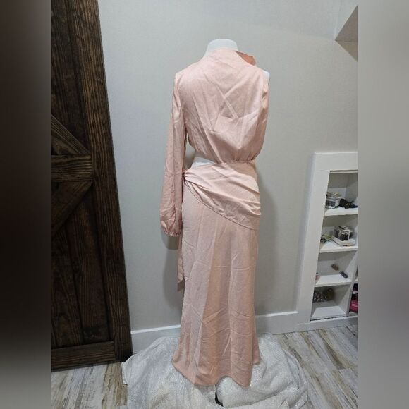 MISHA Maryan One Shoulder Formal Cut Out Midi Dress in Rose Pink Size 8 NWOT - Picture 4 of 5